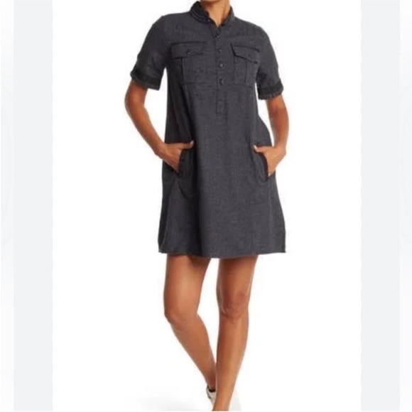 Faherty Dresses & Skirts - Faherty Piecrust Mini Dress in Charcoal